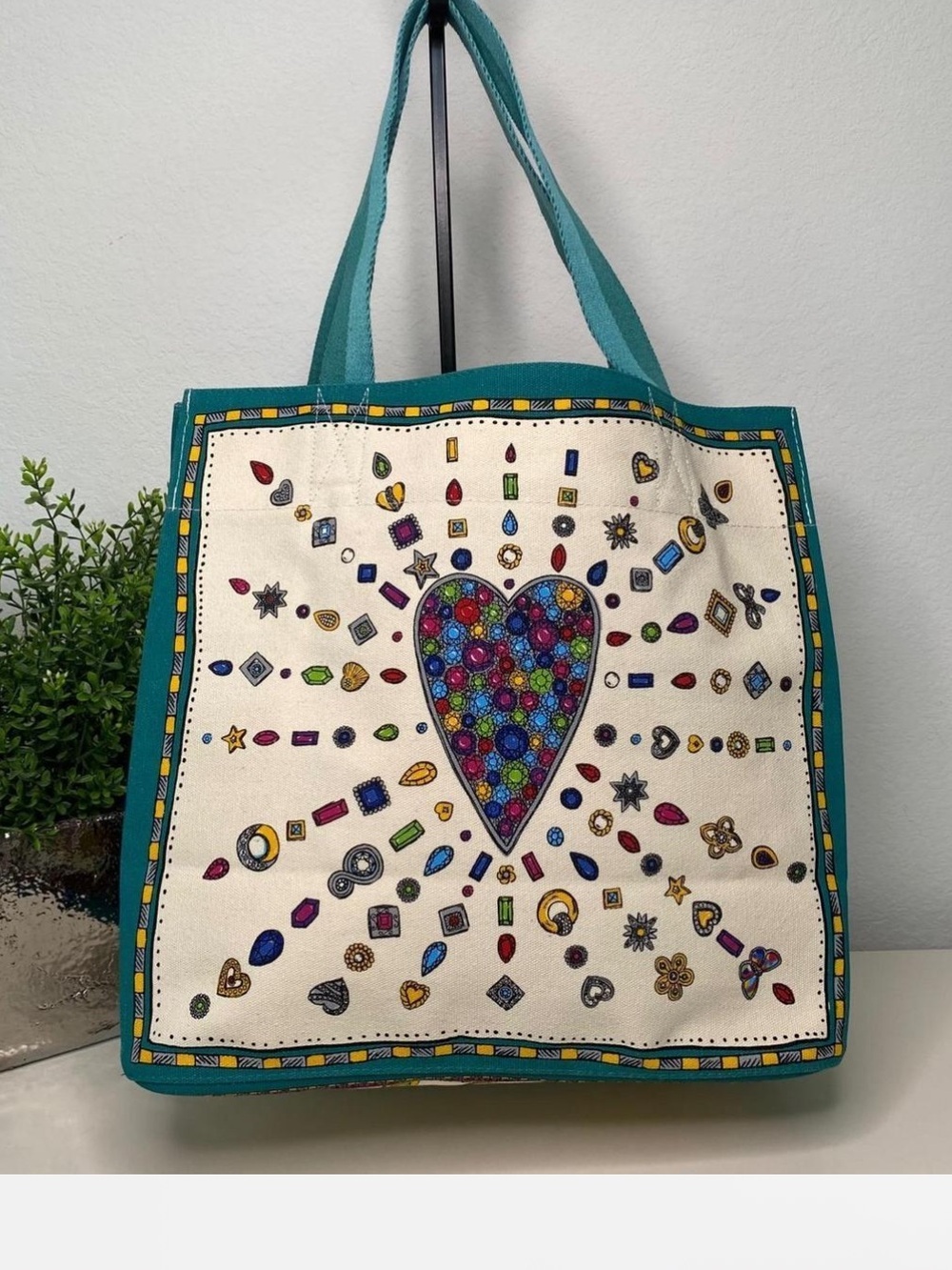 Brighton Charmed Love Tote features a vibrant, hand-drawn "LOVE" - Picture 2 of 7